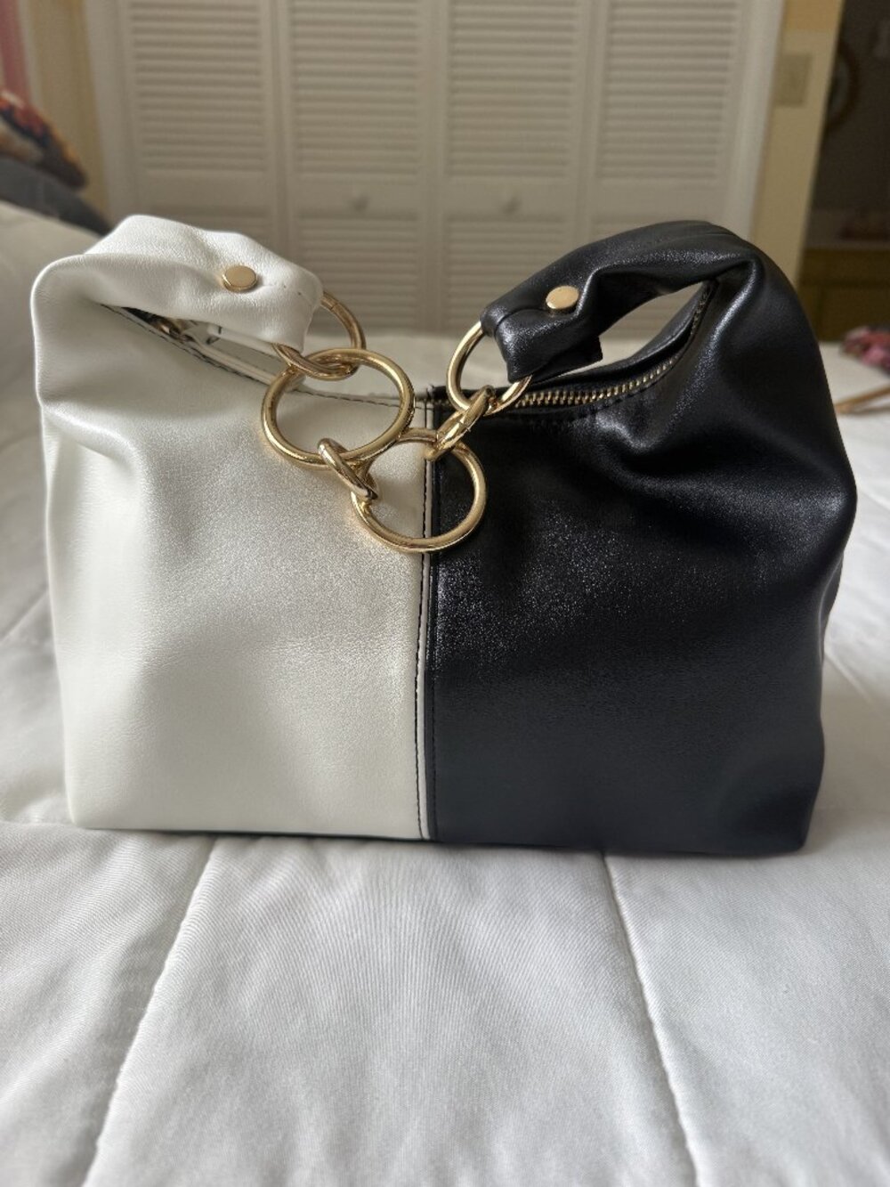 Urban Outfitters Leather Purse Black White Chain Handle Bag